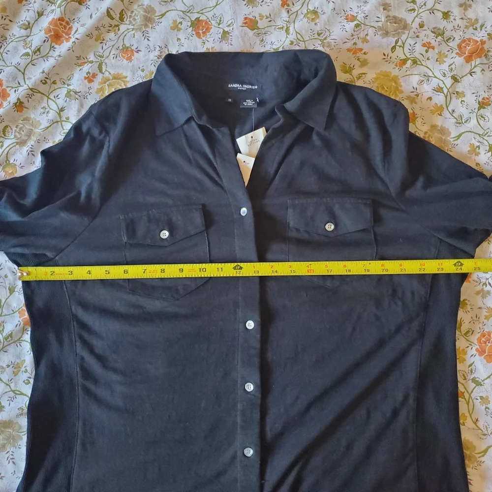 Nordstrom Sandra Ingrish Womens Cotton Button Down Top Size 1X Career Office - Picture 10 of 10